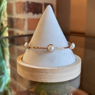IPPOLITA Sterling Silver Rose Gold 5 Pearls Bangle