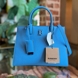 BURBERRY Frances Mini Bright Sky Blue Grainy Calfskin Tote Bag