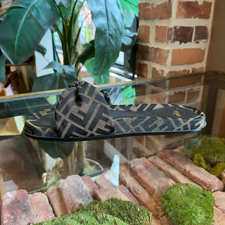 FENDI FF Jacquard Flat Slides SZ 38.5