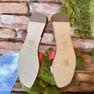 HERMES Oran Terracotta Calfskin Bandana Astrologie Sandals SZ39.5(9.5US)