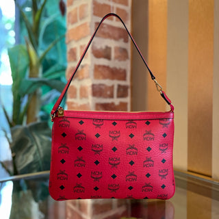 MCM Liz Pochette Red Visetos Monogram Canvas Shoulder Bag