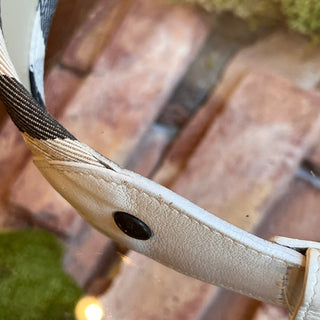 BURBERRY Beige White Check Canvas Leather Belt SZ36/90(M)