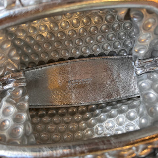 BOTTEGA VENETA The Pouch Mini Silver Bubble Wrap Clutch