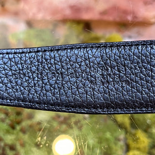 HERMES Reversible Black Leather H Buckle Belt