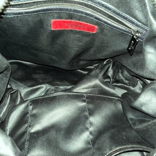 VALENTINO Petale Rose Black Leather Tote Bag