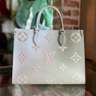 LOUIS VUITTON OnTheGo MM Sunset Kaki Spring in the City Monogram Canvas Tote