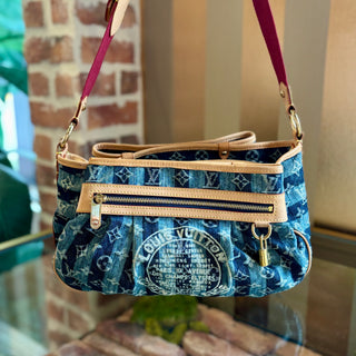 LOUIS VUITTON Blue Denim Monogram Cabas Raye GM