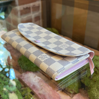 LOUIS VUITTON Damier Azur Rose Ballerine Emilie Wallet