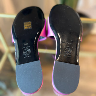 VERSACE Medusa '95 Purple Satin Slides SZ 37.5(7.5US)