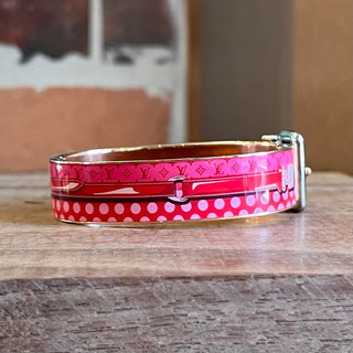 LOUIS VUITTON Rose Gold Plated Pink Enamel Confidential Cuff SZ S