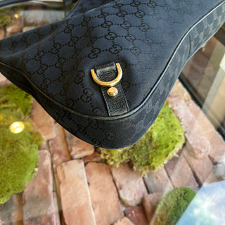 GUCCI Abbey D-Ring Black GG Canvas Tote