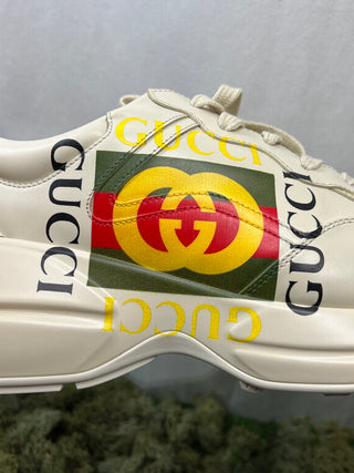 GUCCI Men's Rhyton Apollo Vintage Logo Leather Sneakers 10.5