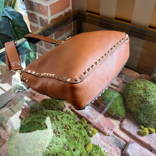 VALENTINO GARAVANI Messenger Brown Pebbled Calfskin Crossbody Bag