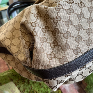 GUCCI Scarlett Beige Ebony GG Canvas Interlocking G Tote