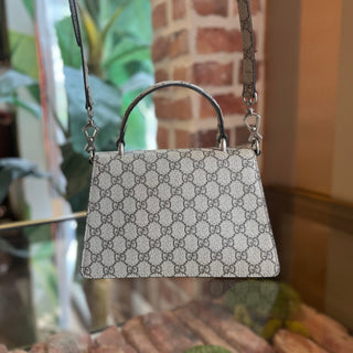 GUCCI Dionysus Beige GG Supreme Monogram Canvas Top Handle Bag