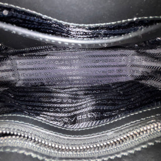 PRADA Black Leather Crystal Stud Crossbody
