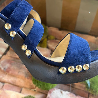 JIMMY CHOO Blue Suede Sandals SZ 39 (US 9)
