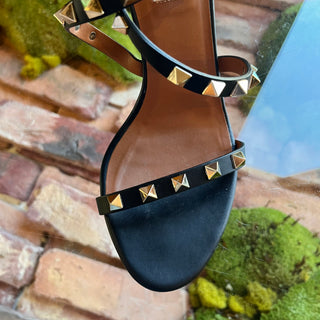 VALENTINO Black Leather Rockstud Tie Up Heels SZ 37 (US 7)