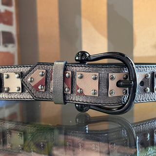 BURBERRY Multicolor Metallic Leather Coated Canvas Nova Check Square Belt 36/90