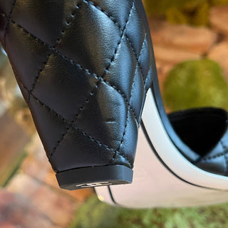 CHANEL CC Black Quilted Lambskin Mule Sandals SZ 39.5 (US 9.5)