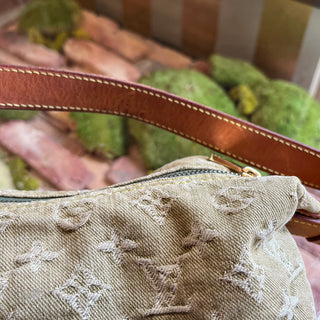 LOUIS VUITTON Baggy PM Green Denim Monogram Shoulder Bag