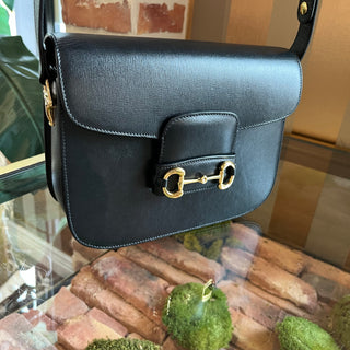 GUCCI Horsebit 1955 Medium Black Leather Shoulder Bag