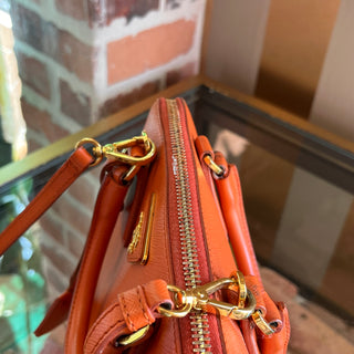PRADA Promenade Orange Saffiano Lux Dome Top Handle