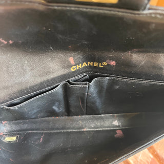 CHANEL East West Chocolate Bar Flap Black Lambskin Shoulder Bag