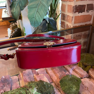 TORY BURCH Britten Red Smooth Glazed Leather Crossbody