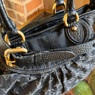 LOUIS VUITTON Neo Cabby MM Black Denim Monogram Shoulder Bag