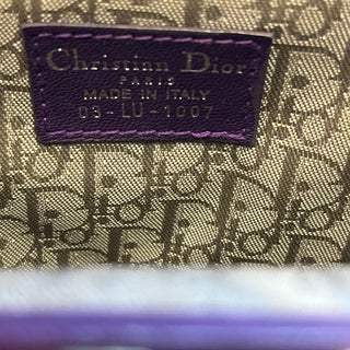 CHRISITAN DIOR Purple Plisse Lambskin Leather Clutch