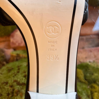 CHANEL CC Black Quilted Lambskin Mule Sandals SZ 39.5 (US 9.5)