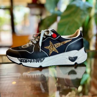 GOLDEN GOOSE Running Sole Black Nylon Leather SZ 37