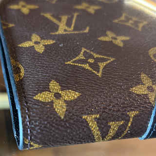 LOUIS VUITTON Monogram Canvas Black Leather Kimono Wallet