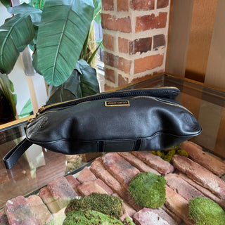 JIMMY CHOO Foldover Carry Black Mave Leather Clutch