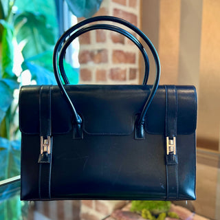 HERMES Noir Fonce Box Drag 37 Palladium Hardware Handbag