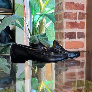 GUCCI Vintage Black Leather Horsebit Loafers SZ7