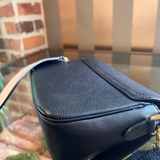 LOUIS VUITTON Lockme Black White Grained Calfskin Crossbody