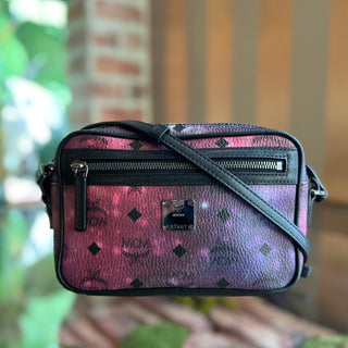 MCM Heritage Line Camera Small Purple Multicolor Galaxy Visetos Crossbody Bag