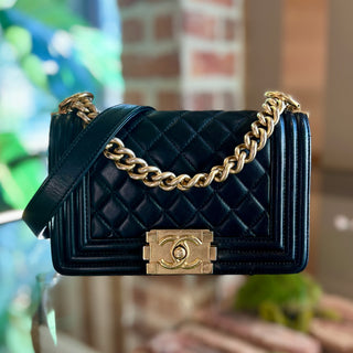 CHANEL Boy Bag Small Black Lambskin Shoulder Bag