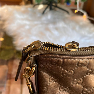 GUCCI Heart-Bit Brown Metallic Guccissima Leather Tote