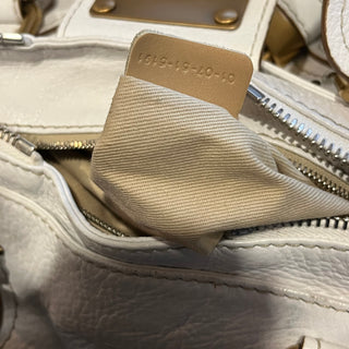 CHLOÉ Paddington White Calfskin Leather Satchel Bag