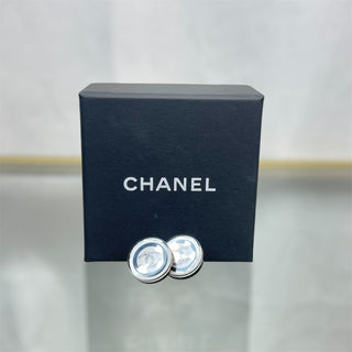 CHANEL Black White Resin CC Circle Earrings 2018