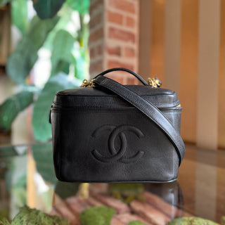 CHANEL Timeless Vanity Large Black Vintage Caviar Leather Top Handle Bag