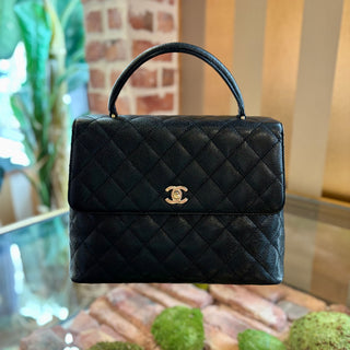 CHANEL Black Caviar Kelly Handle Bag