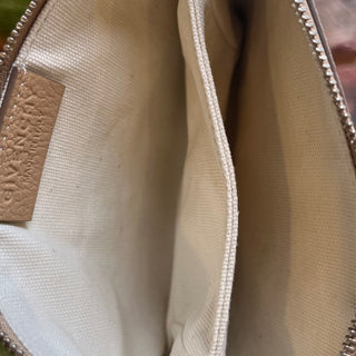GIVENCHY Metallic Silver Beige Leather Dutton Pouch