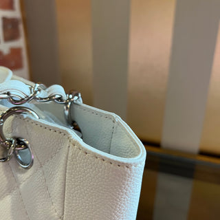 CHANEL Petit Shopping Tote PST White Caviar Quilted Tote
