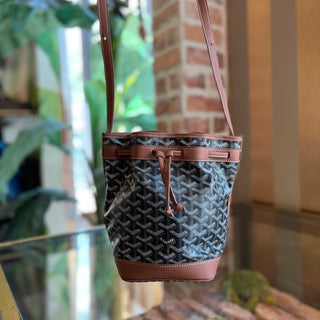GOYARD Petite Flot Black Goyardine Canvas Bucket Bag