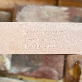 FERRAGAMO Pink Leather Gancini Belt SZ 85
