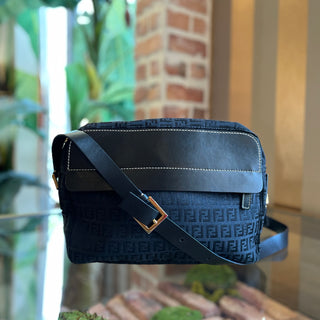 FENDI Canvas Zucca Print Crossbody Black
